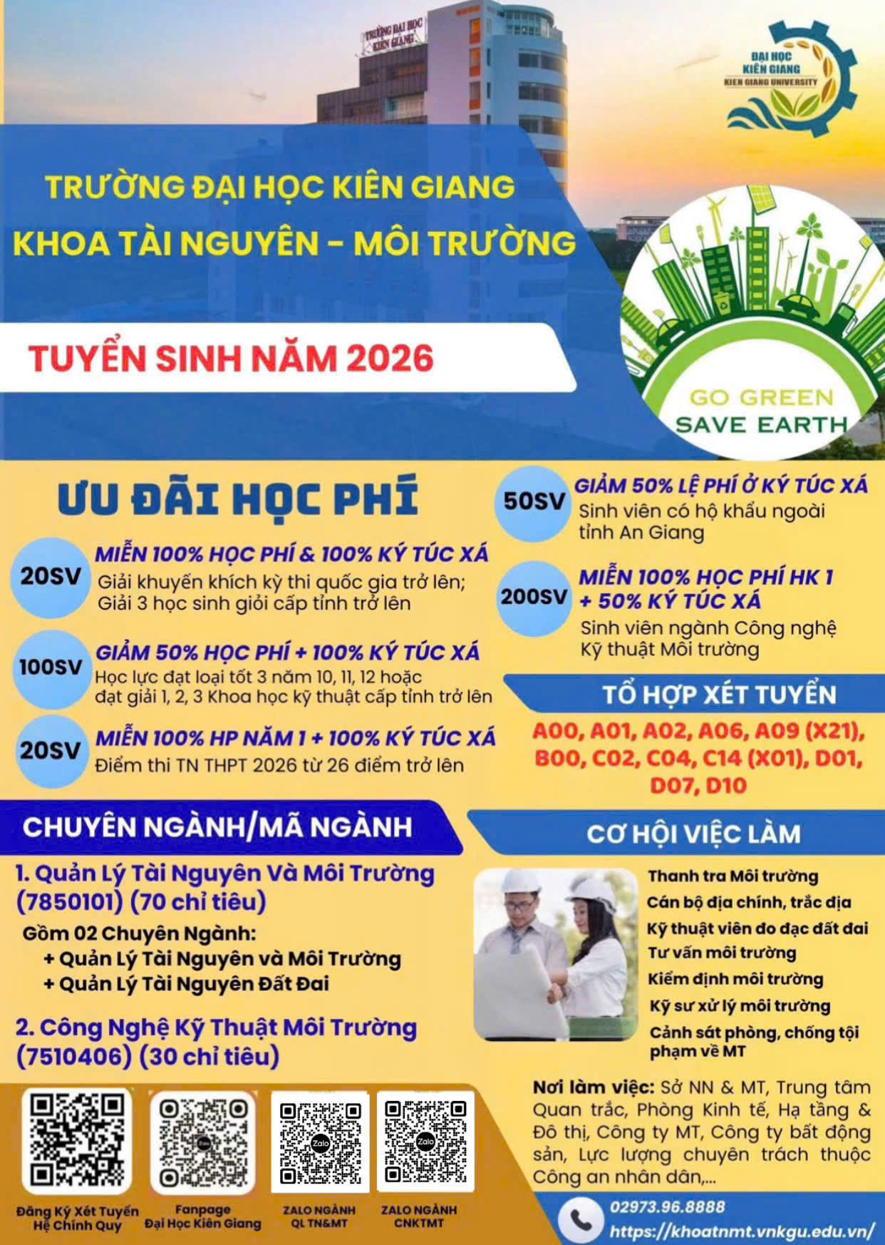 TUYỂN SINH NĂM 2026  KHOA TÀI NGUYÊN - MÔI TRƯỜNG